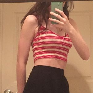 Red and white striped crop top